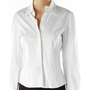 Tahari white button down blouse